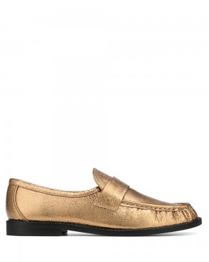 Loafers Naked Wolfe Goldie Foil Sheep Leather Gold | SQILGN471