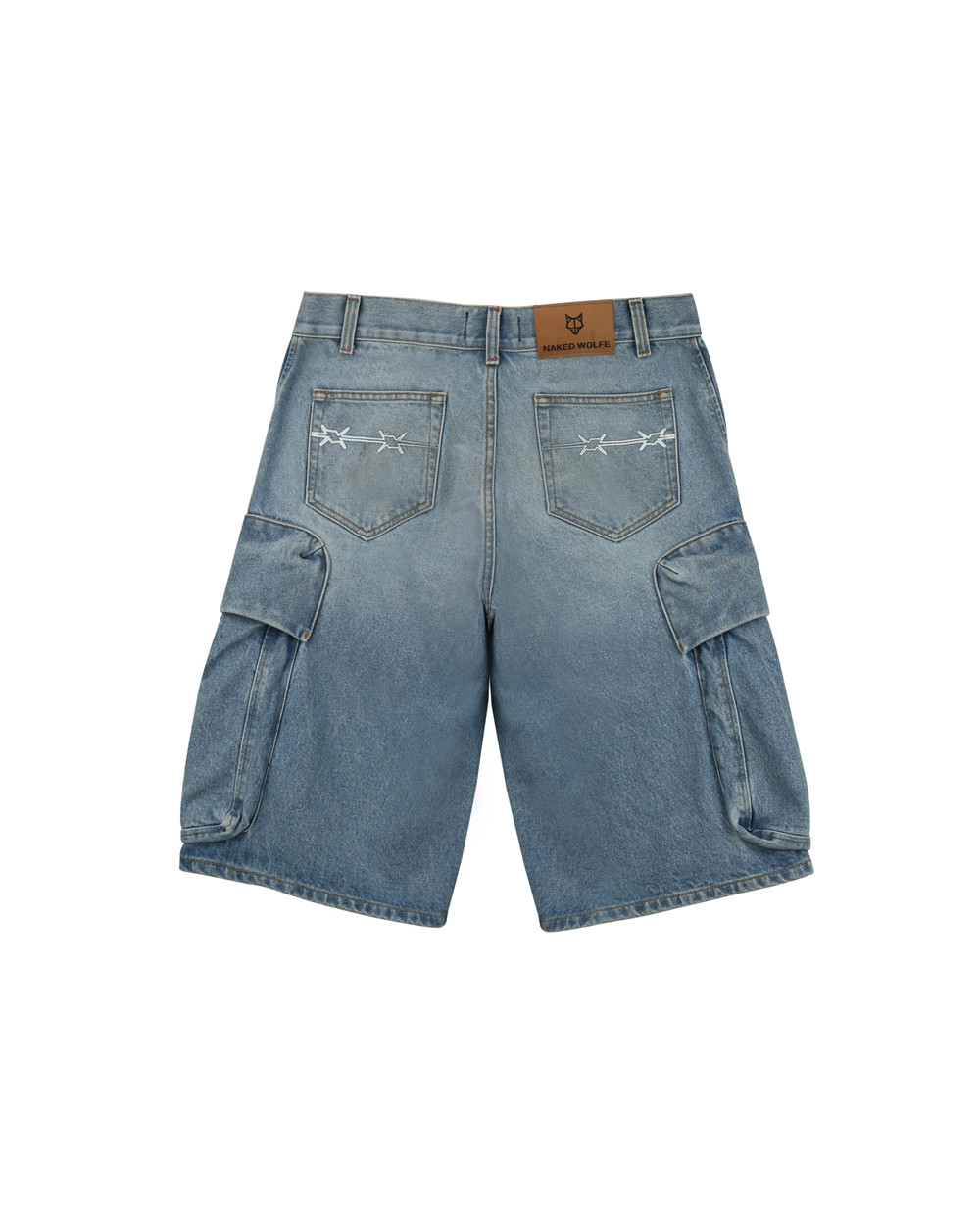 Denim Naked Wolfe Denim Cargo Shorts Light Blue | XAYKZO386