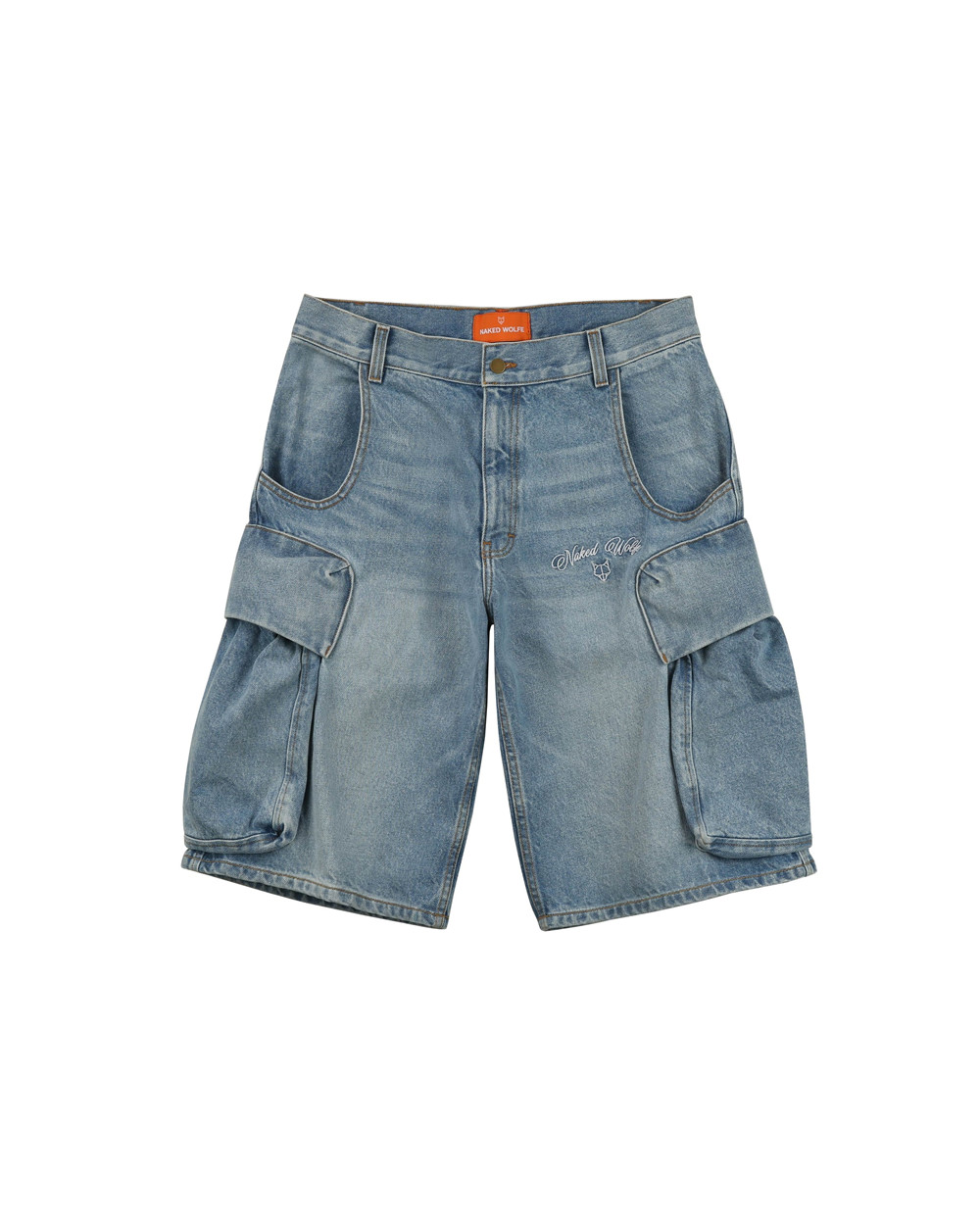 Denim Naked Wolfe Denim Cargo Shorts Light Blue | XAYKZO386