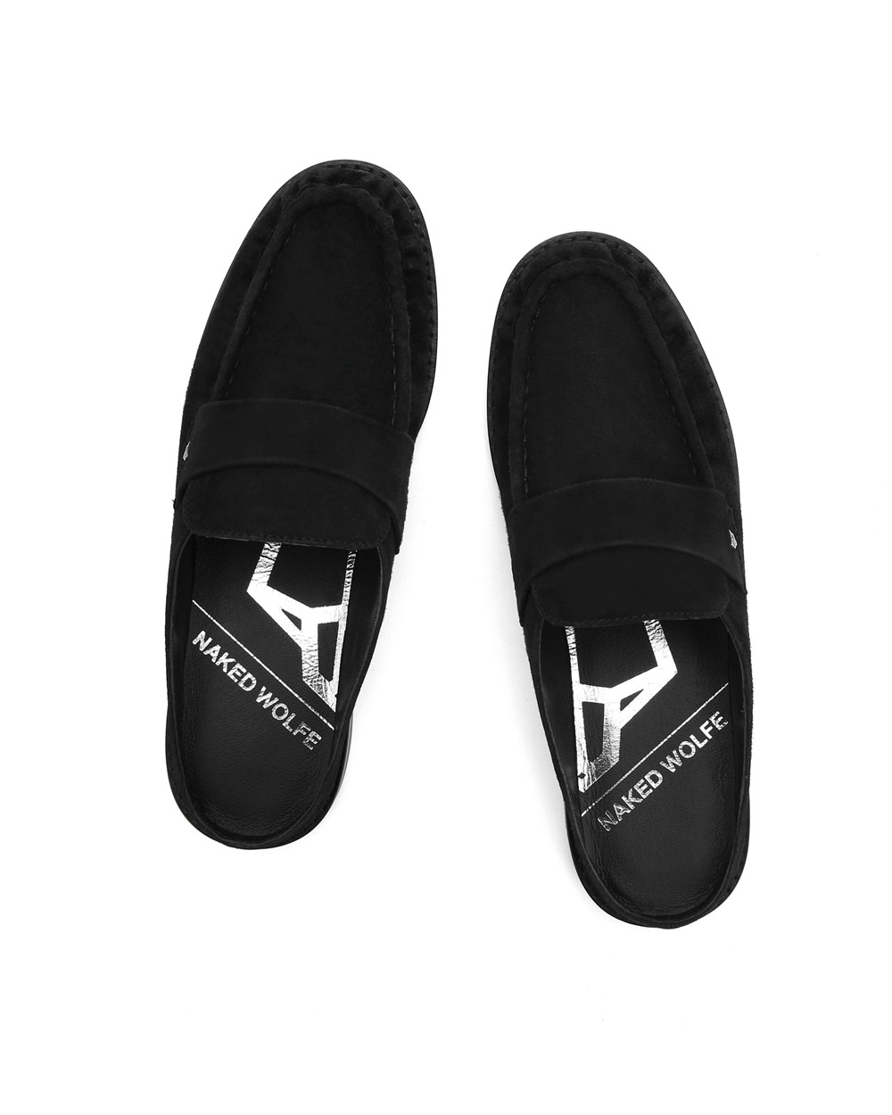 Loafers Naked Wolfe Gleam Kid Suede Black | ZFLVMU806