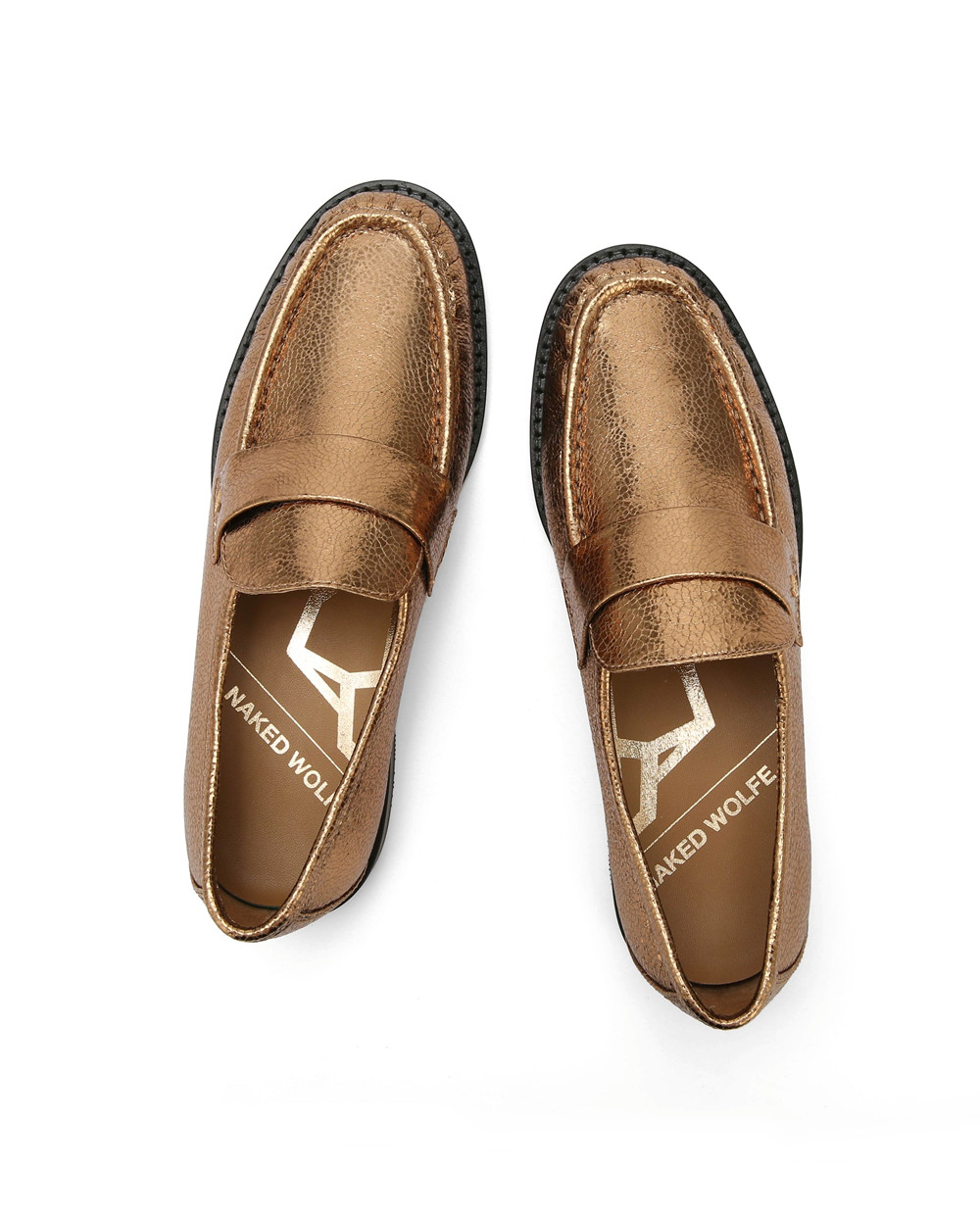 Loafers Naked Wolfe Goldie Foil Sheep Leather Gold | SQILGN471