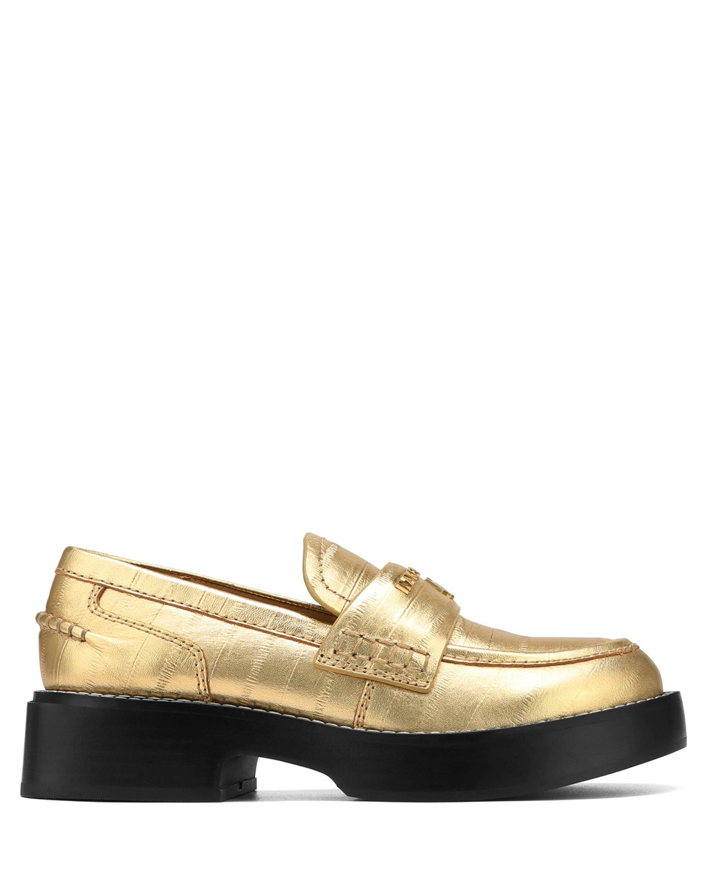 Loafers Naked Wolfe Swan Eel Print Leather Gold | CTYPUB892