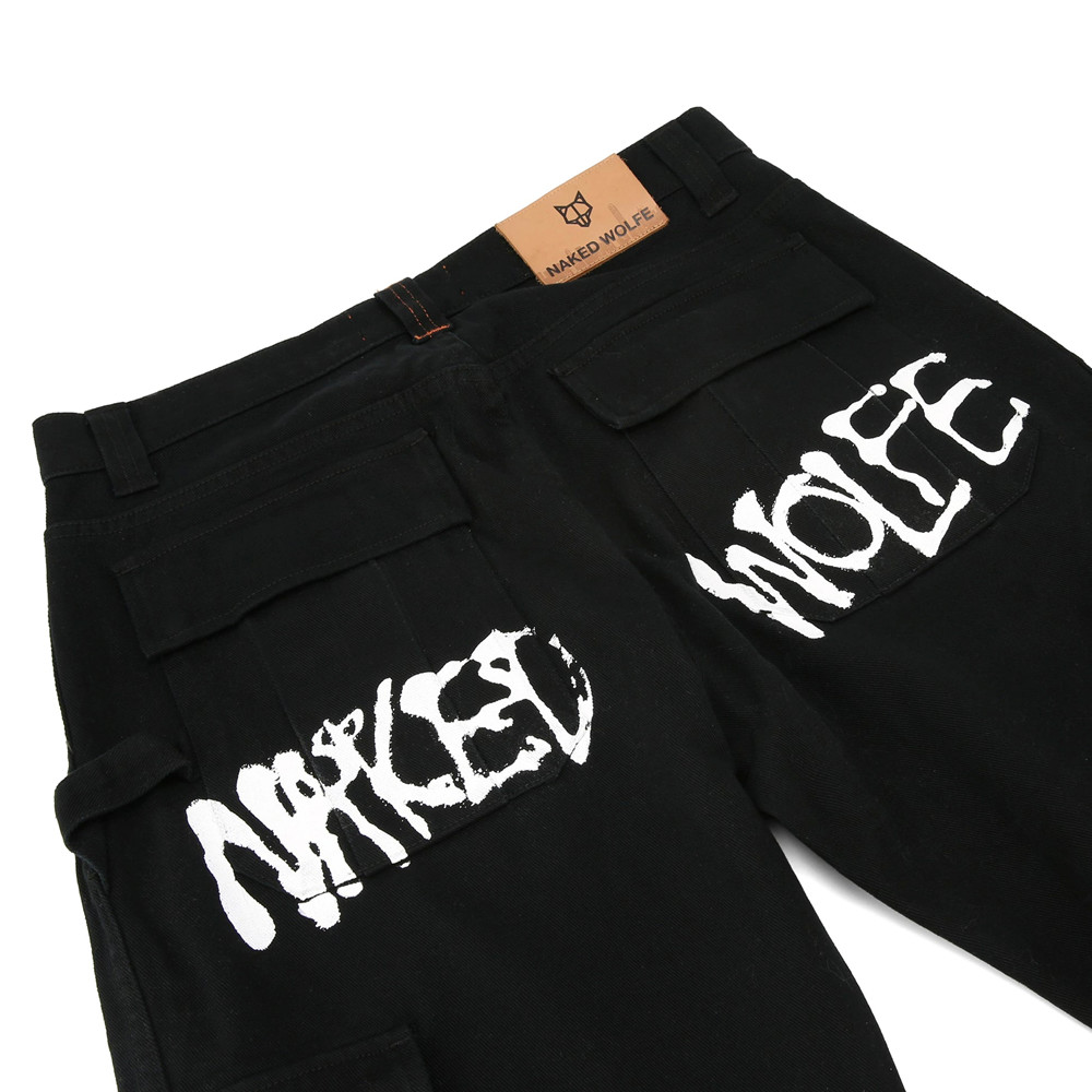 Παντελονι Naked Wolfe Baggy Pocket Cargo Pants Black Logo | FHXCYL058