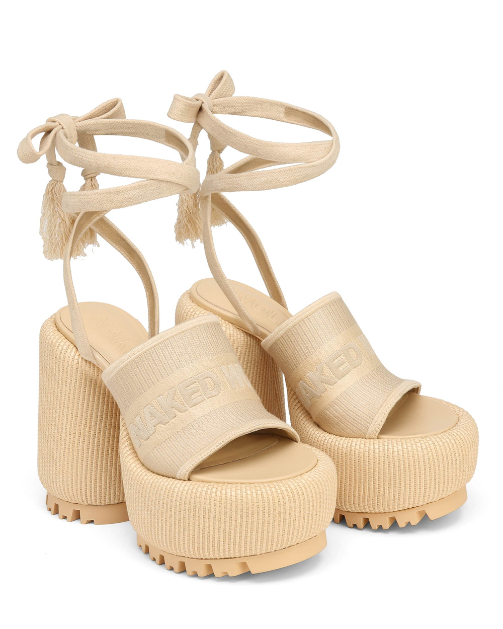 Τακούνια Naked Wolfe Beach Off White Raffia | ZAIYWL094