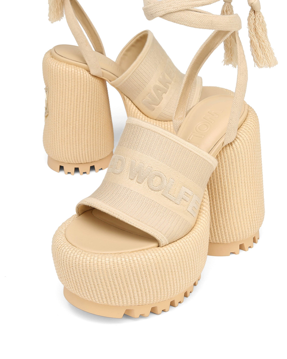 Τακούνια Naked Wolfe Beach Off White Raffia | ZAIYWL094