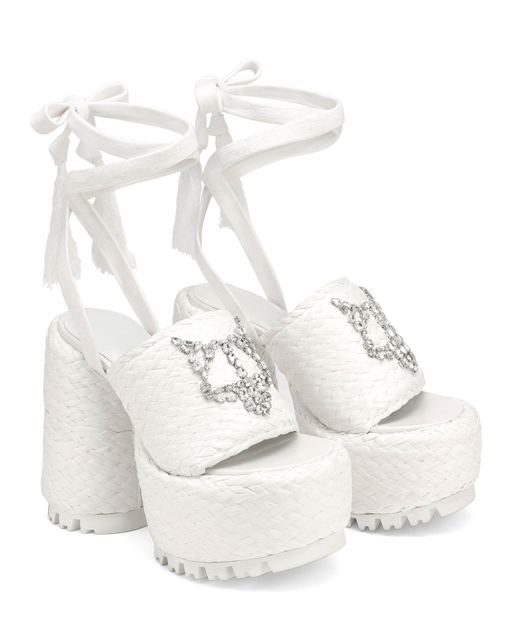 Τακούνια Naked Wolfe Beach Raffia White | WGBJIY065