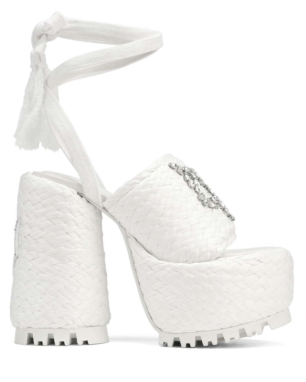 Τακούνια Naked Wolfe Beach Raffia White | WGBJIY065