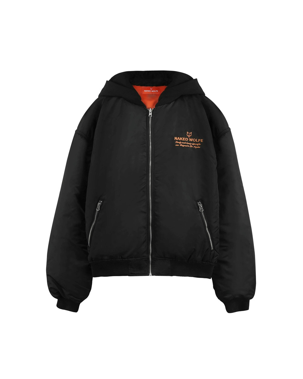 Μπουφαν Naked Wolfe Double Sided Bomber Jacket Black/Orange | VJQHYU873