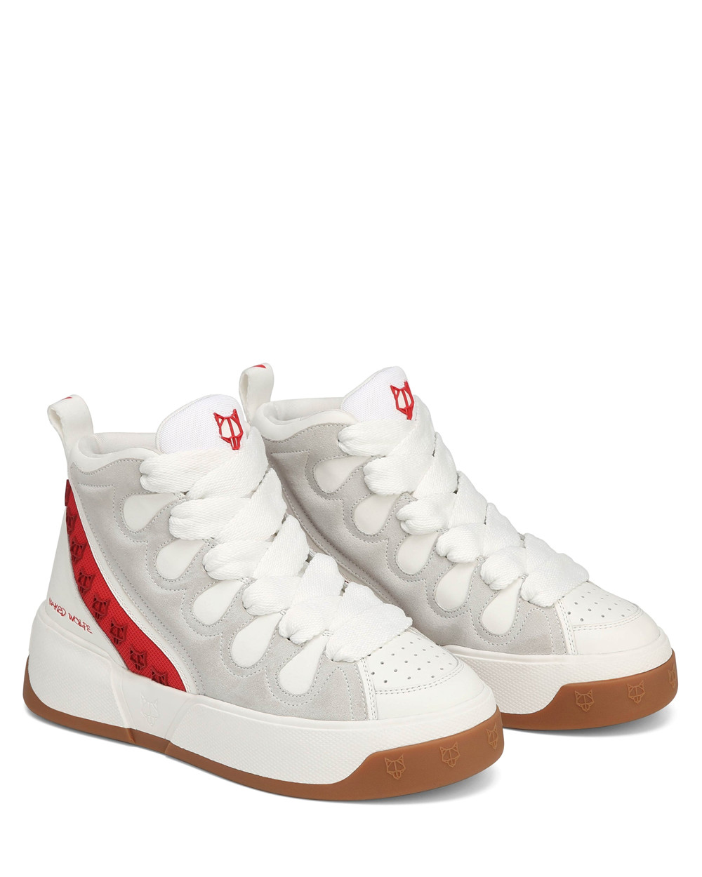 Αθλητικα Παπουτσια Naked Wolfe King White/Red Leather | UVJWNR245