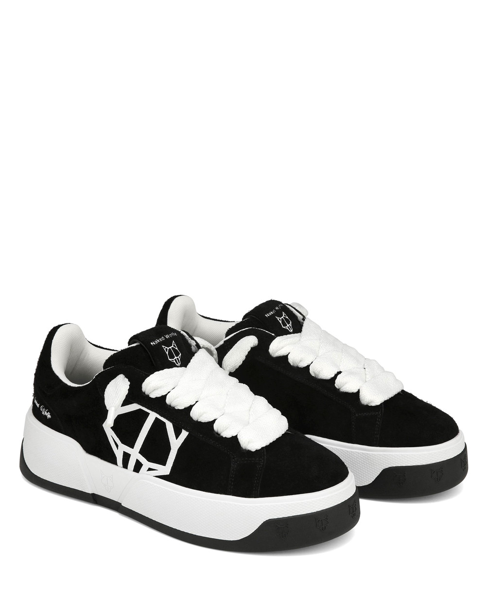 Αθλητικα Παπουτσια Naked Wolfe Kray Hairy Cow Suede Black/White | RZQKGO897